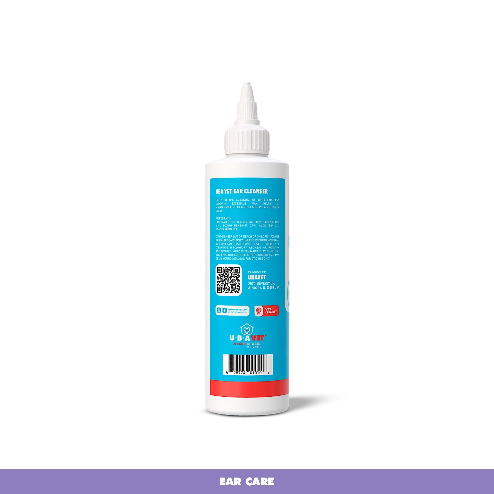 UBAVET Vet Ear Cleansing Solution for Dogs & Cats (4 oz)
