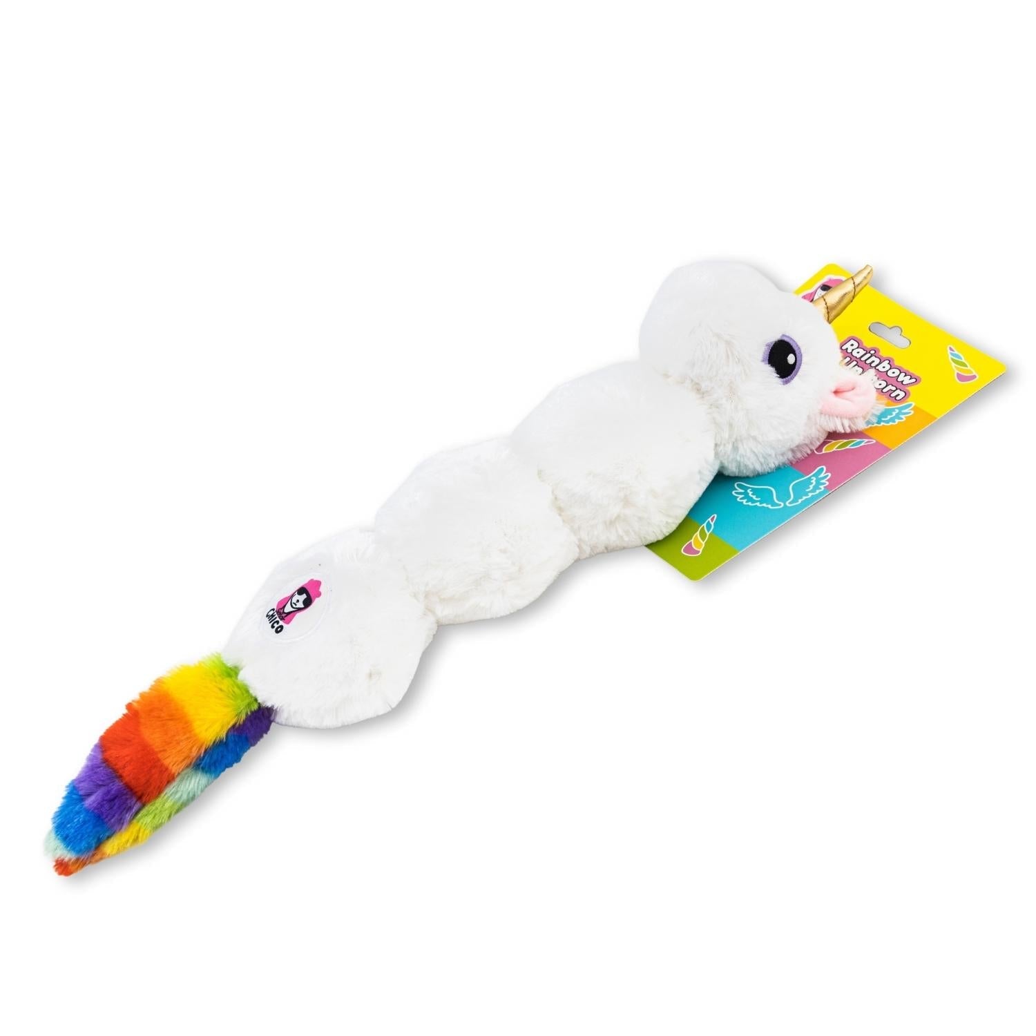 Dog Plush Toy Colorful Unicorn Squeaker Crinkle Paper Play - Detail Angle 4 | Majestic Pet Kingdom