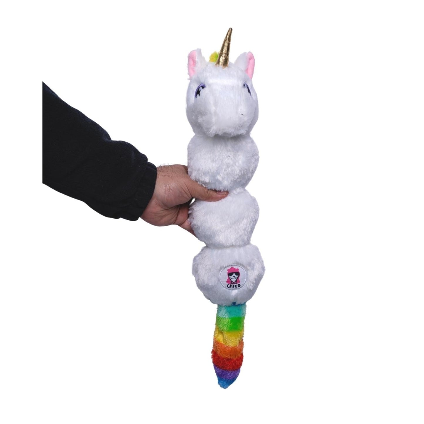 Dog Plush Toy Colorful Unicorn Squeaker Crinkle Paper Play - Detail Angle 7 | Majestic Pet Kingdom