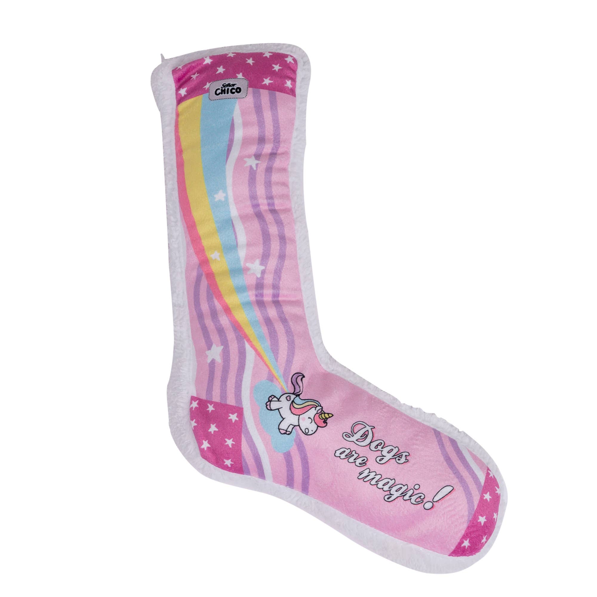 Whimsy Wonders Unicorn Squeaky Sock Plush Dog Toy