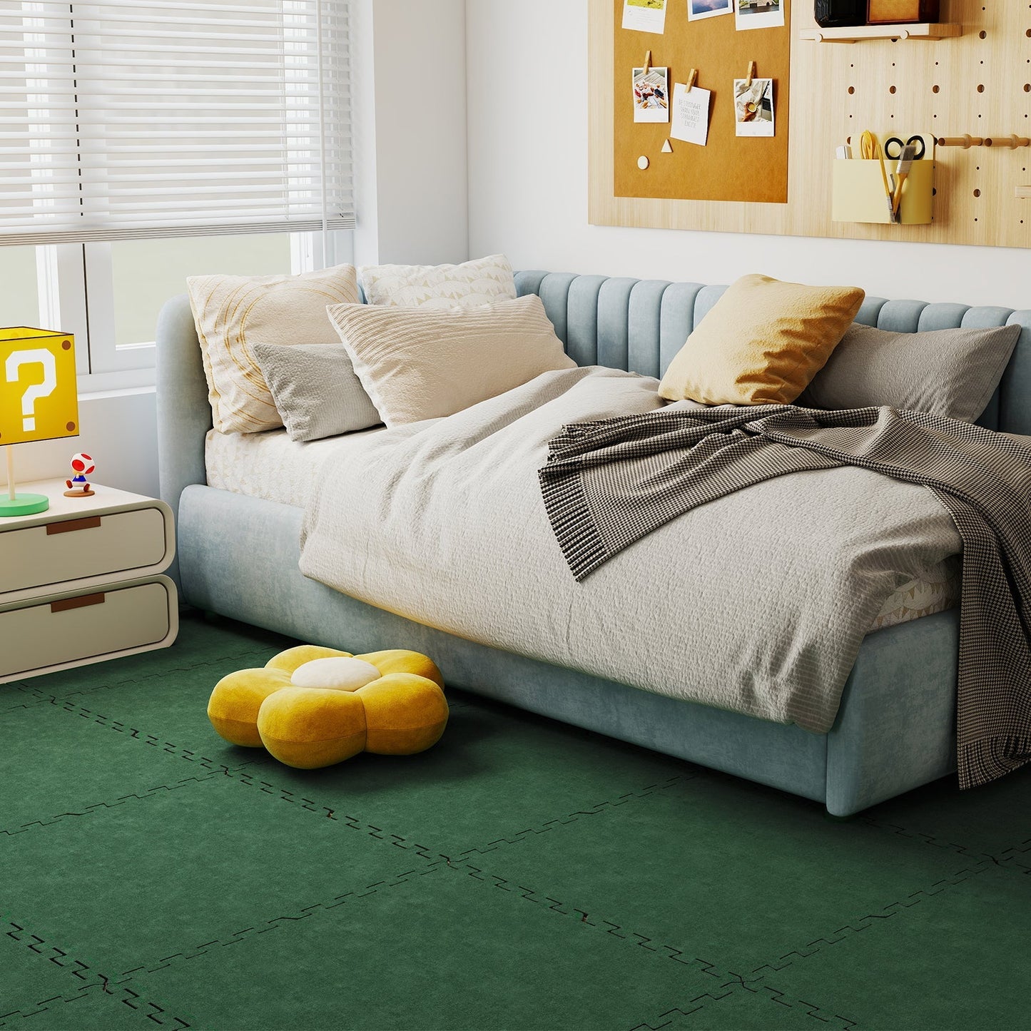 25 Pack-100 Sq.Ft. Foam Floor Tiles Interlocking Carpet Tiles with Edge Borders