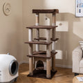 58 Inch Large Multi-level Cat Tree with Swaying Aerial Condo and Plush Perch Bed - Majestic Pet Kingdom