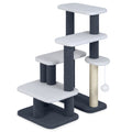 2-in-1 Cat Stairs Cat Tree Tower with Scratching Posts and Hanging Toy Ball-Gray - Majestic Pet Kingdom