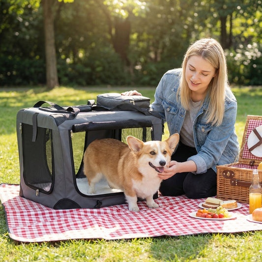 Soft Collapsible Dog Crate with Mesh Windows and 3 Doors | Purrfect Pet Kingdom