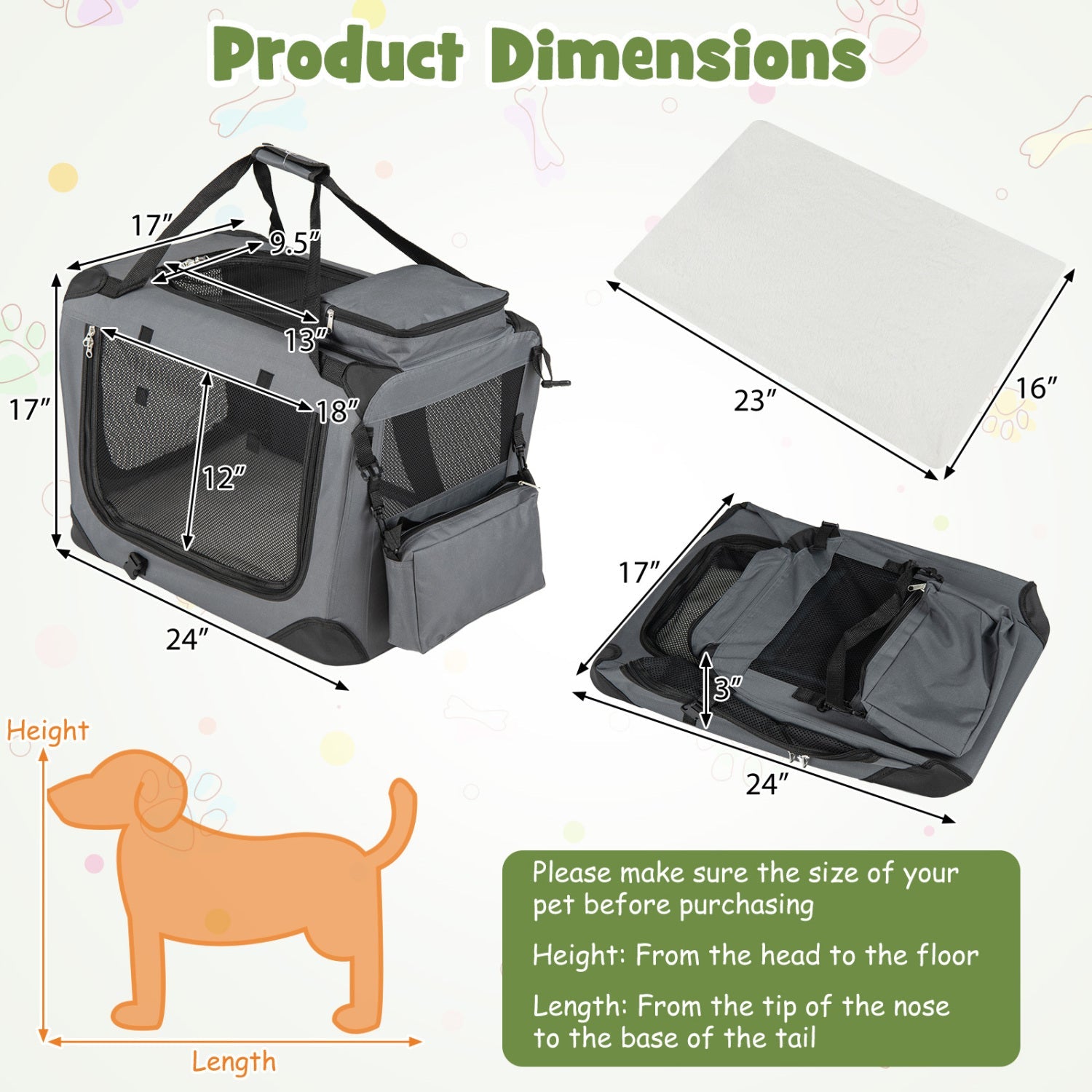 Soft Collapsible Dog Crate with Mesh Windows and 3 Doors