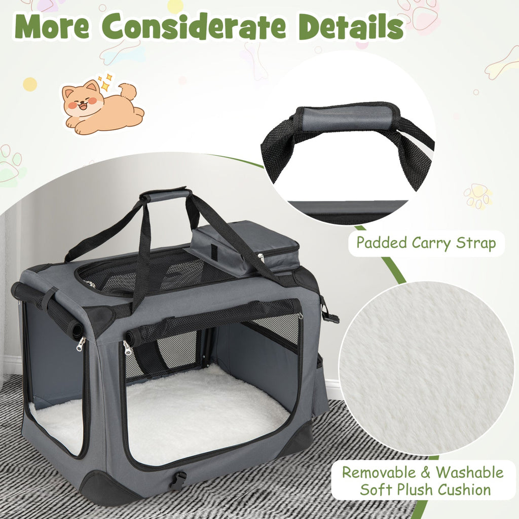 Soft Collapsible Dog Crate with Mesh Windows and 3 Doors