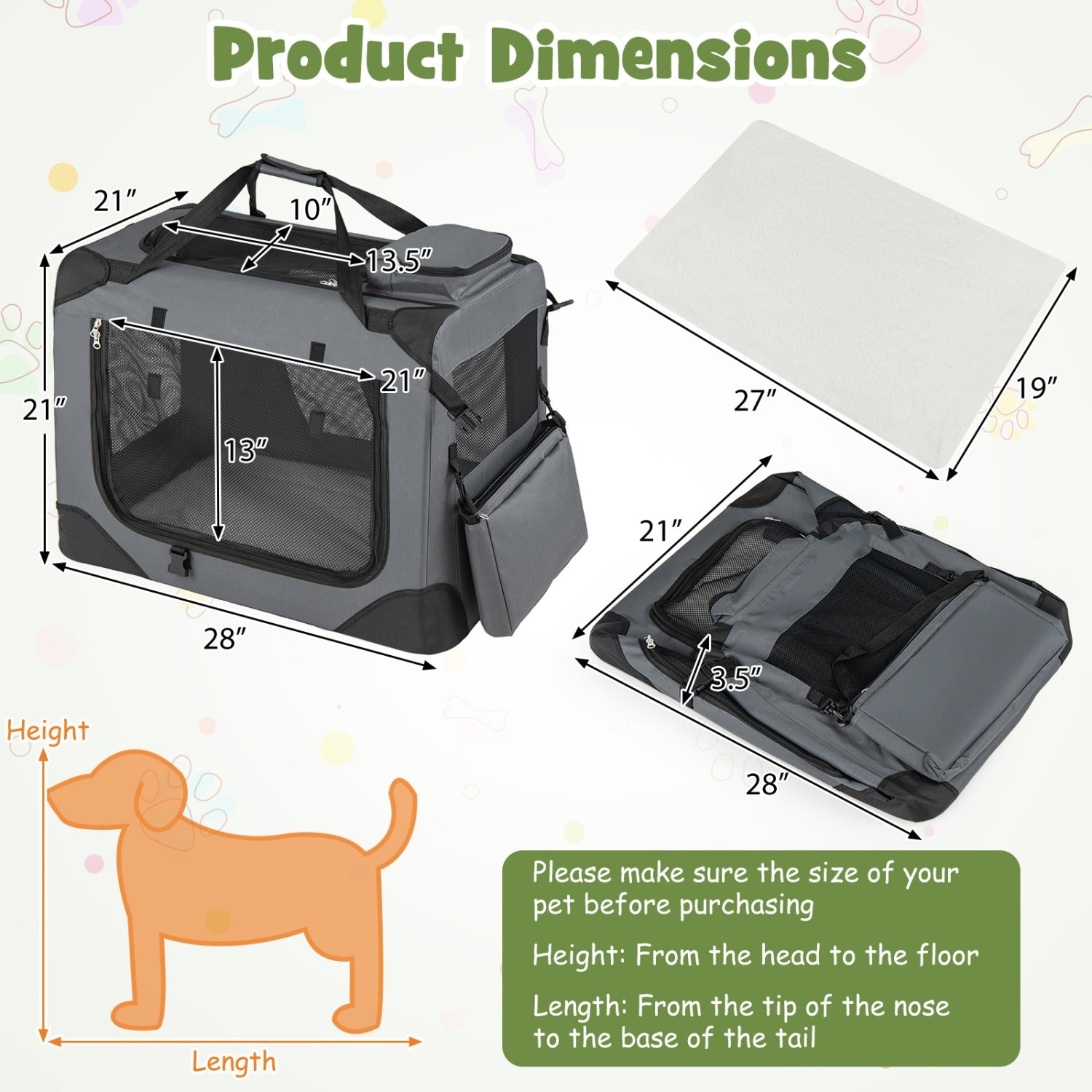 Soft Collapsible Dog Crate with Mesh Windows and 3 Doors