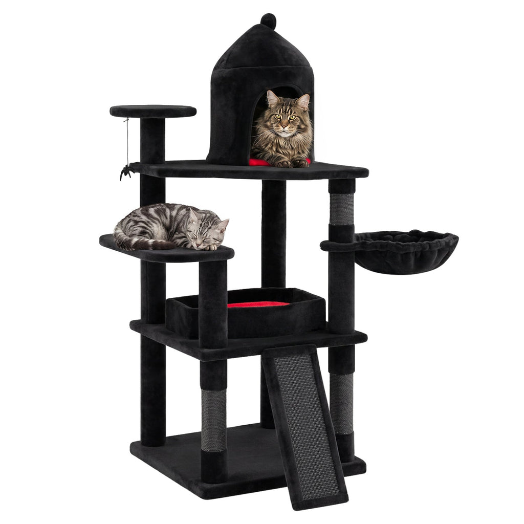 50-Inch Gothic Multi-Level Cat Tree with Castle House - Majestic Pet Kingdom