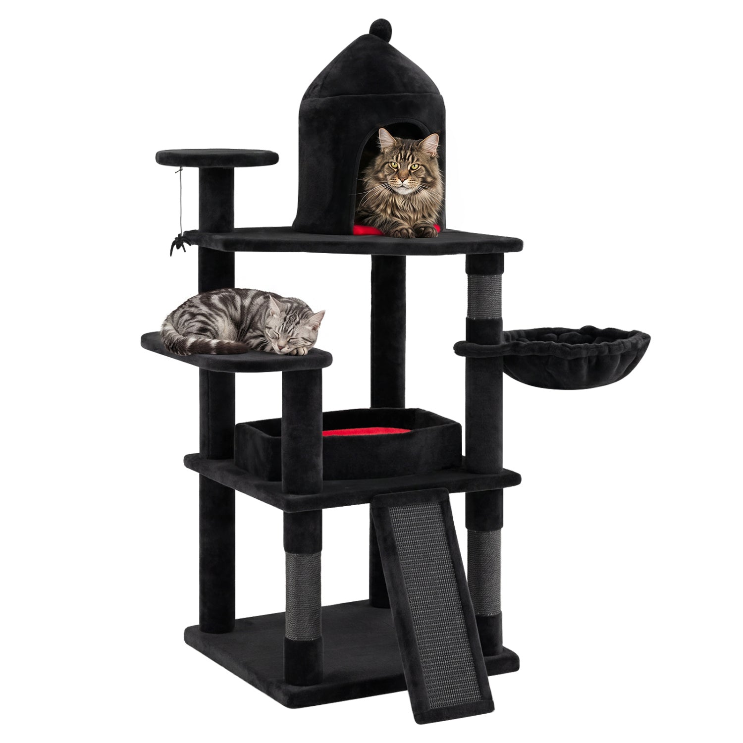 50-Inch Gothic Multi-Level Cat Tree with Castle House - Majestic Pet Kingdom