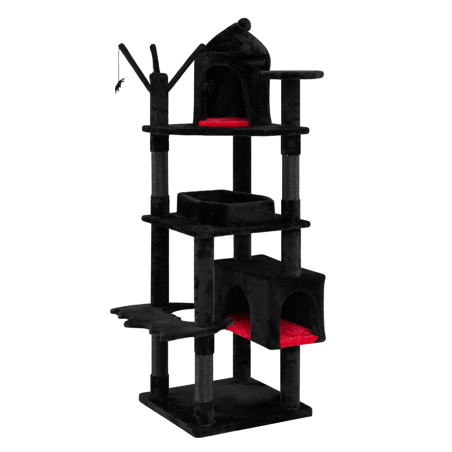 70-Inch Gothic Cat Tree with Castle and Coffin Bed - Majestic Pet Kingdom