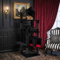 70-Inch Gothic Cat Tree with Castle and Coffin Bed - Majestic Pet Kingdom