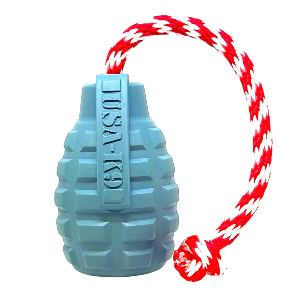 Dog Chew Toy K9 Grenade Shaped Rubber Treat Dispenser Chewer