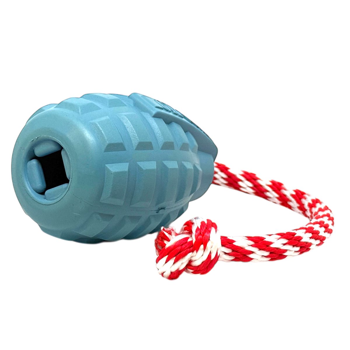 Dog Chew Toy K9 Grenade Shaped Rubber Treat Dispenser Chewer - Detail Angle 5 | Majestic Pet Kingdom