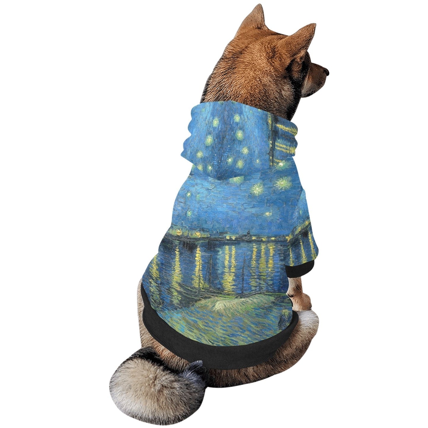 Dog Hoodie Van Gogh Starry Night Over The Rhone Button Up Coat - Detail Angle 4 | Majestic Pet Kingdom