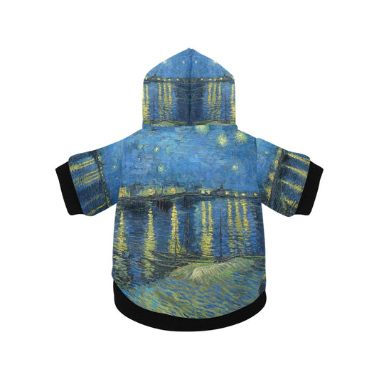 Van Gogh Starry Night Over The Rhone Button Hoodie - Premium