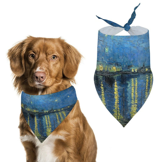 Van Gogh Starry Night Over The Rhone Pet Scarf - Premium