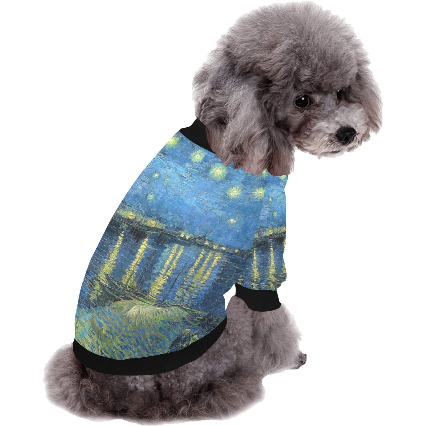Dog T-Shirt Van Gogh Starry Night Over The Rhone Round Neck