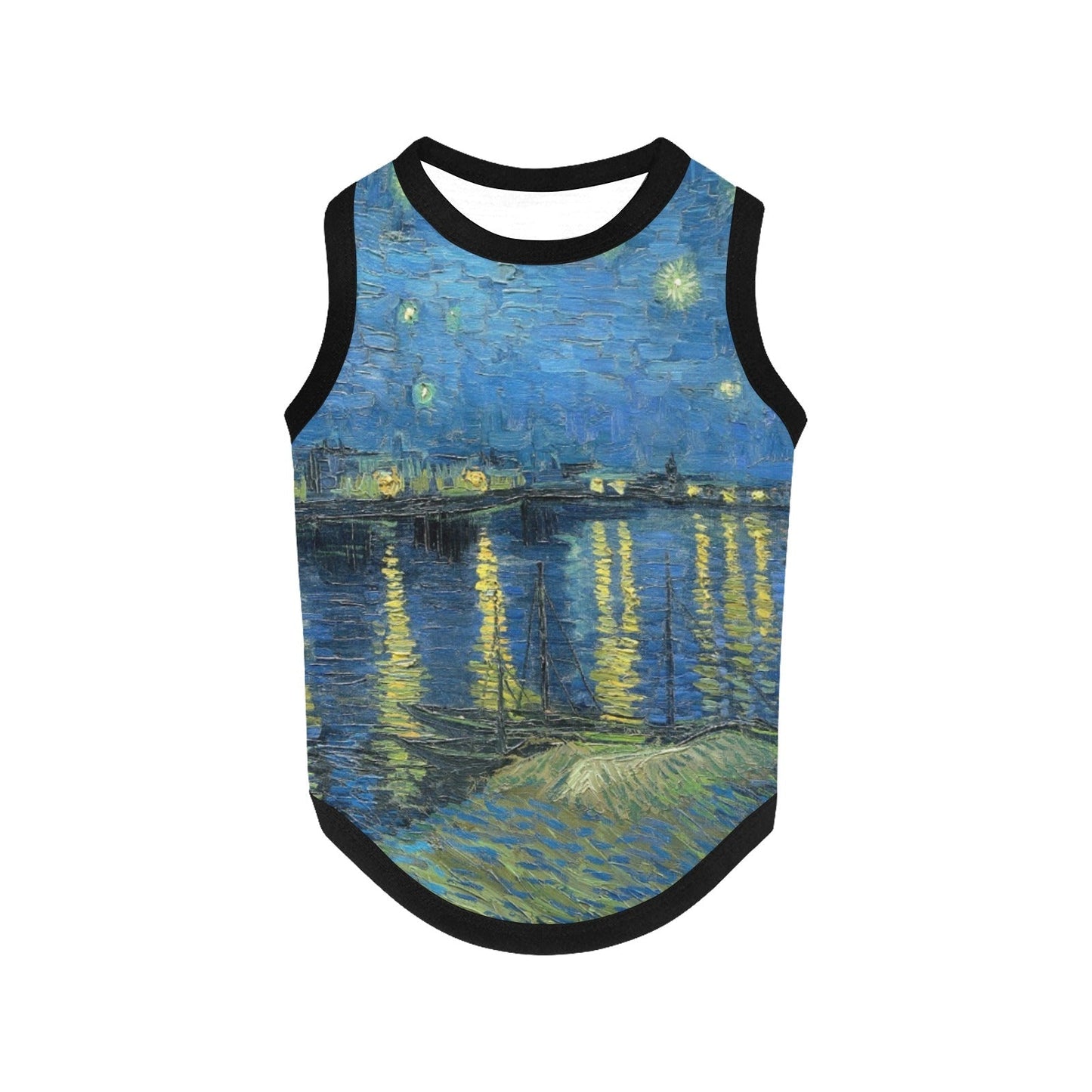 Dog Tank Top Van Gogh Starry Night Over The Rhone Fine Art - Main Feature View | Majestic Pet Kingdom