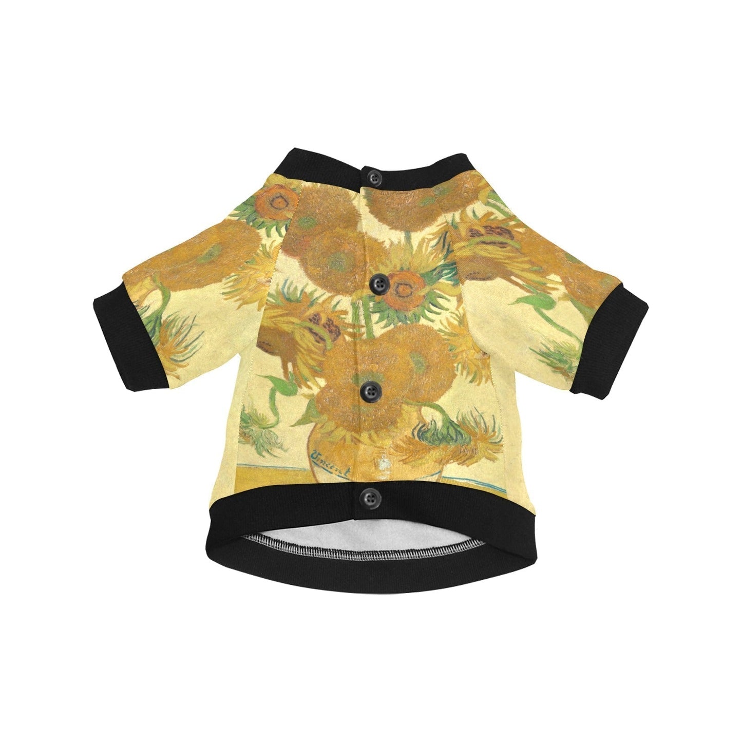 Dog T-Shirt Van Gogh Sunflowers Fine Art Round Neck Apparel