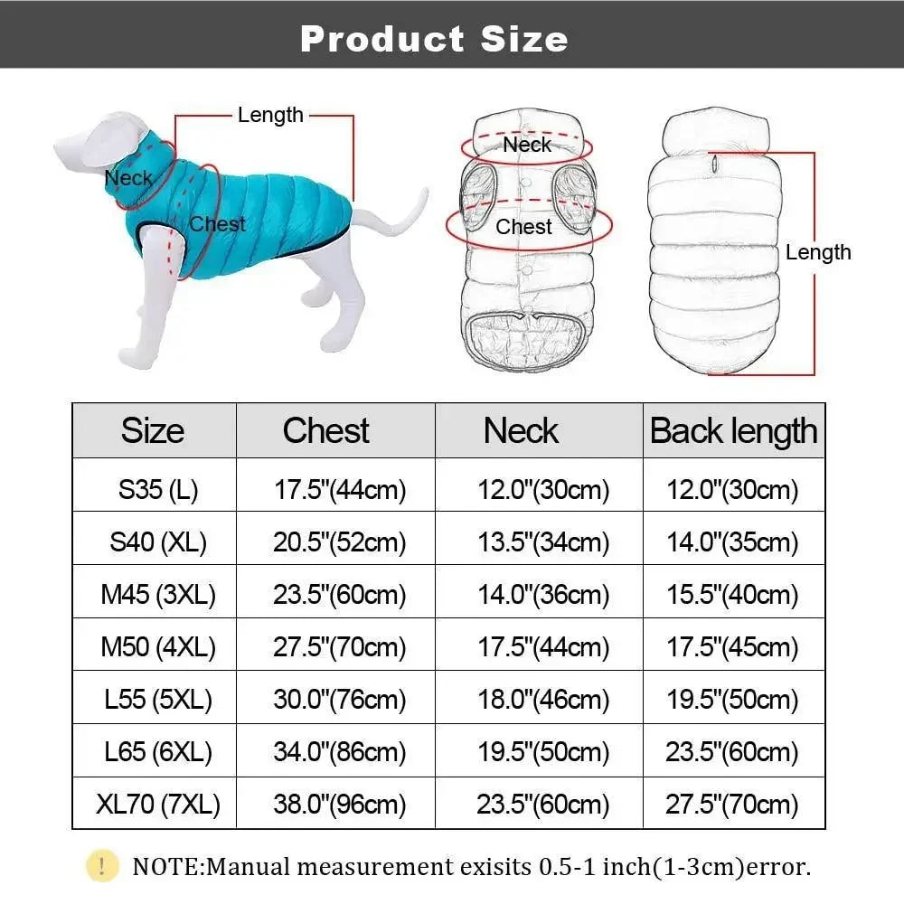 Dog Jacket Reversible Warm Winter 3-Layer Water-Resistant