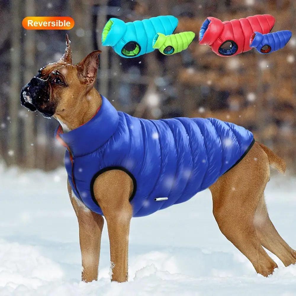 Dog Jacket Reversible Warm Winter 3-Layer Water-Resistant