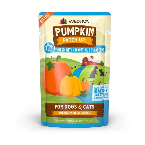 Weruva Pumpkin Patch Up! Pumpkin with Coconut Oil & Flaxseeds Wet Dog & Cat Pouch (1.05oz) - Majestic Pet Kingdom