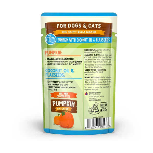 Weruva Pumpkin Patch Up! Pumpkin with Coconut Oil & Flaxseeds Wet Dog & Cat Pouch (1.05oz) - Majestic Pet Kingdom