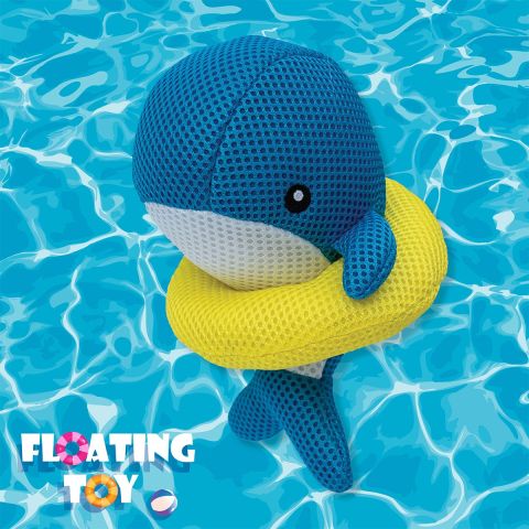 Dog Toy Territory Floating Whale Squeaky Water Fetch Play 6i
