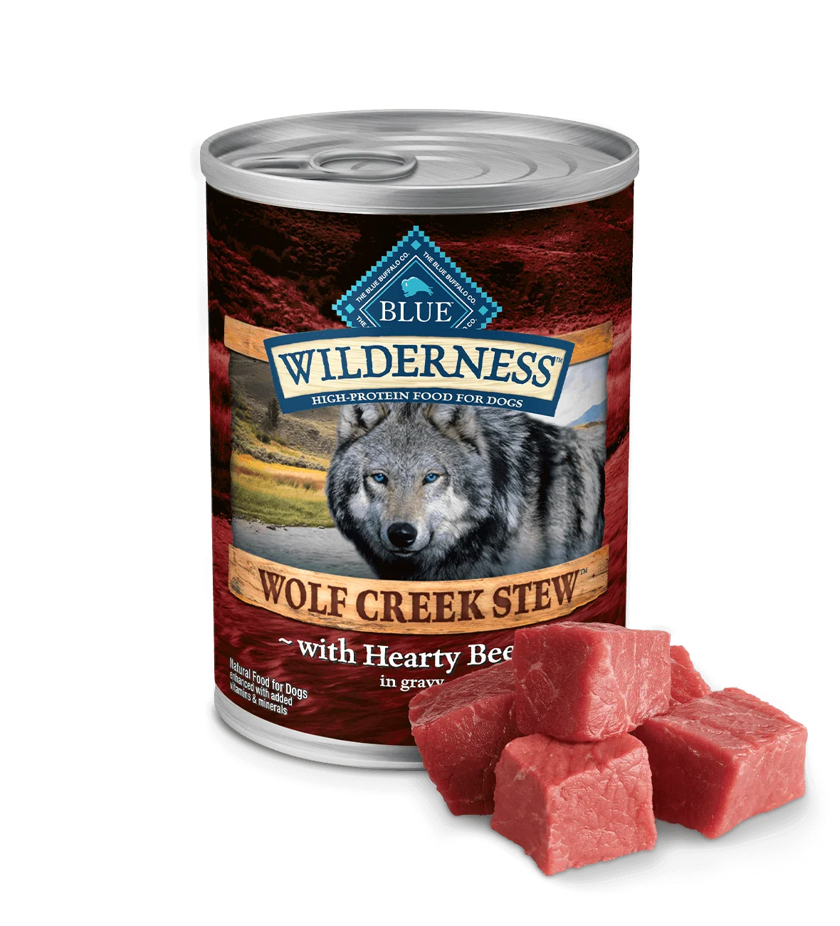 Blue Buffalo Wilderness Wolf Creek Stew Adult Dog Hearty Beef Stew Wet Dog Can (12.5oz) - Majestic Pet Kingdom