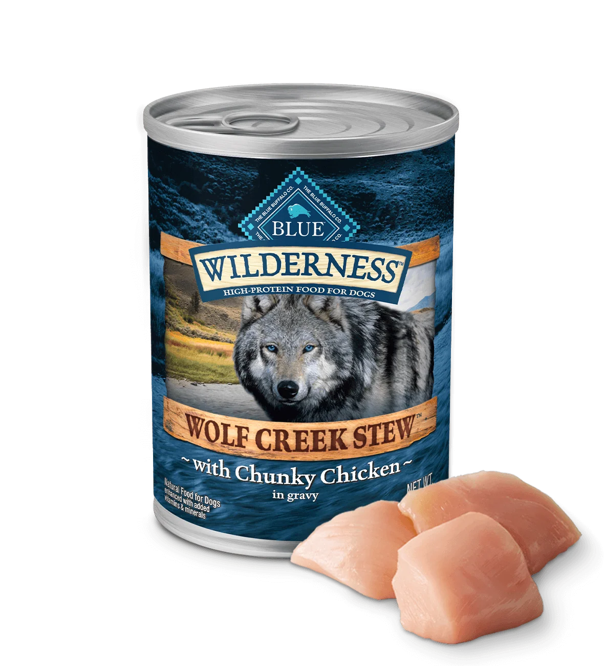 Blue Buffalo Wilderness Wolf Creek Stew Adult Dog Chunky Chicken Stew (12.5oz) - Majestic Pet Kingdom