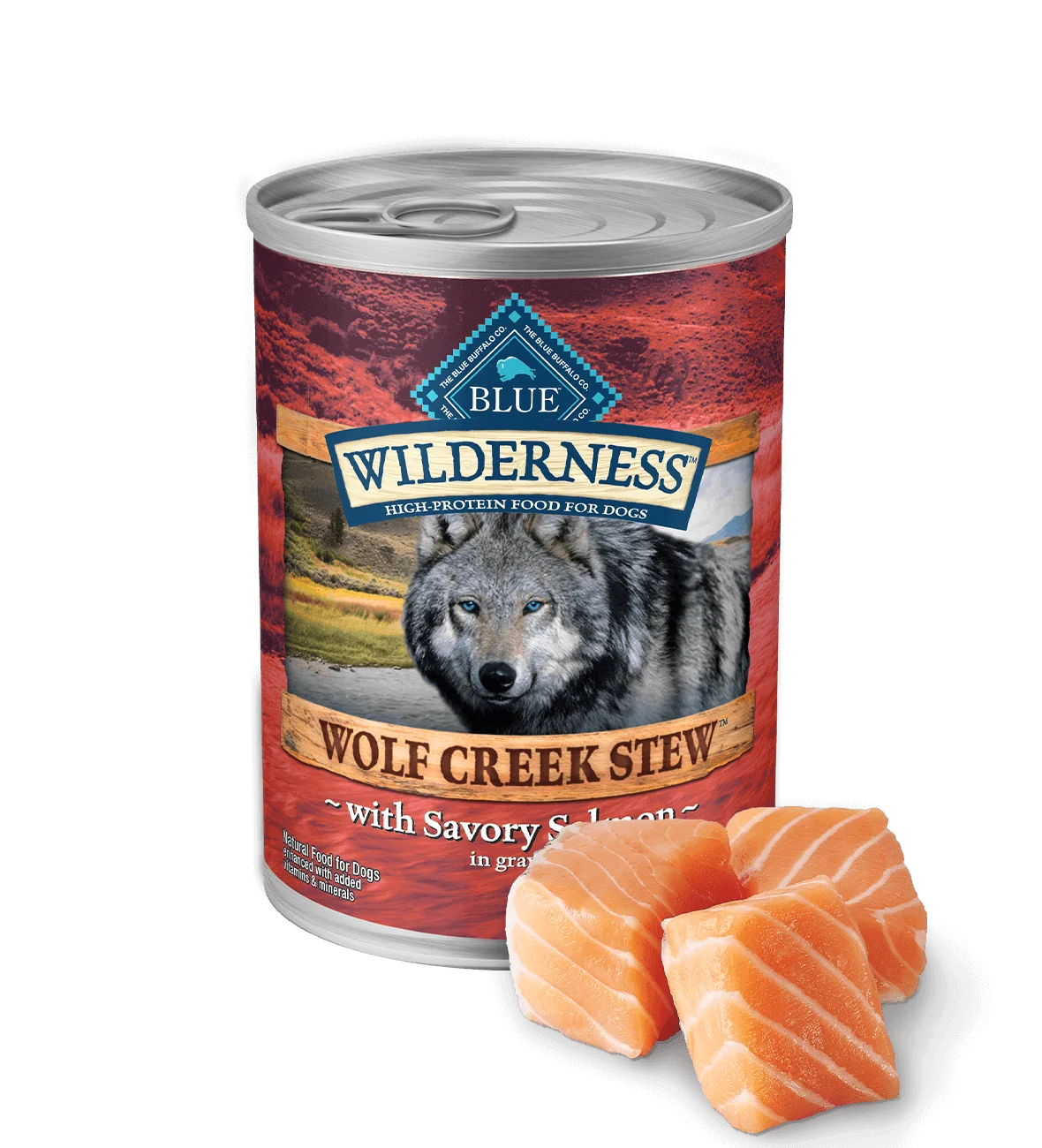 Blue Buffalo Wilderness Wolf Creek Stew Adult Dog Savory Salmon Stew Wet Dog Can (12.5oz) - Majestic Pet Kingdom