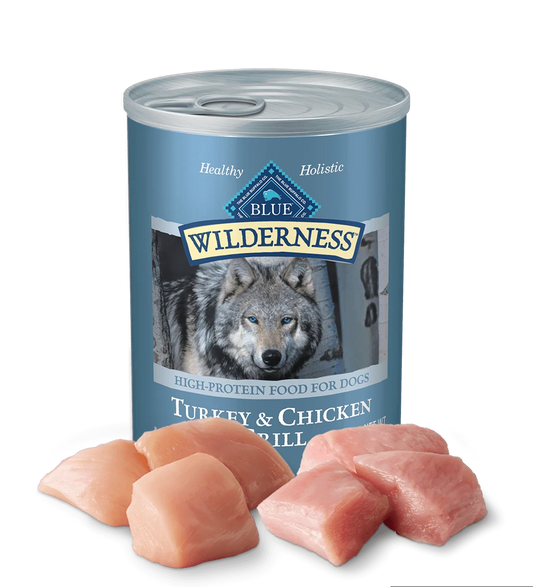 Blue Buffalo Wilderness Turkey & Chicken Grill Wet Dog Cans (12.5oz) - Majestic Pet Kingdom