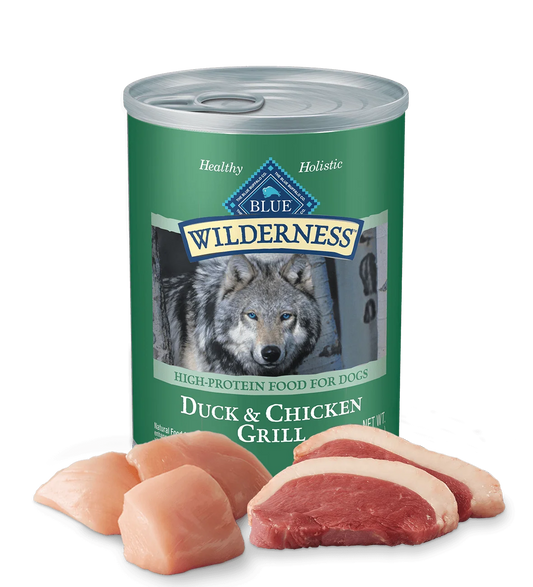 Blue Buffalo Wilderness Duck & Chicken Grill Wet Dog Can (12.5oz) - Majestic Pet Kingdom