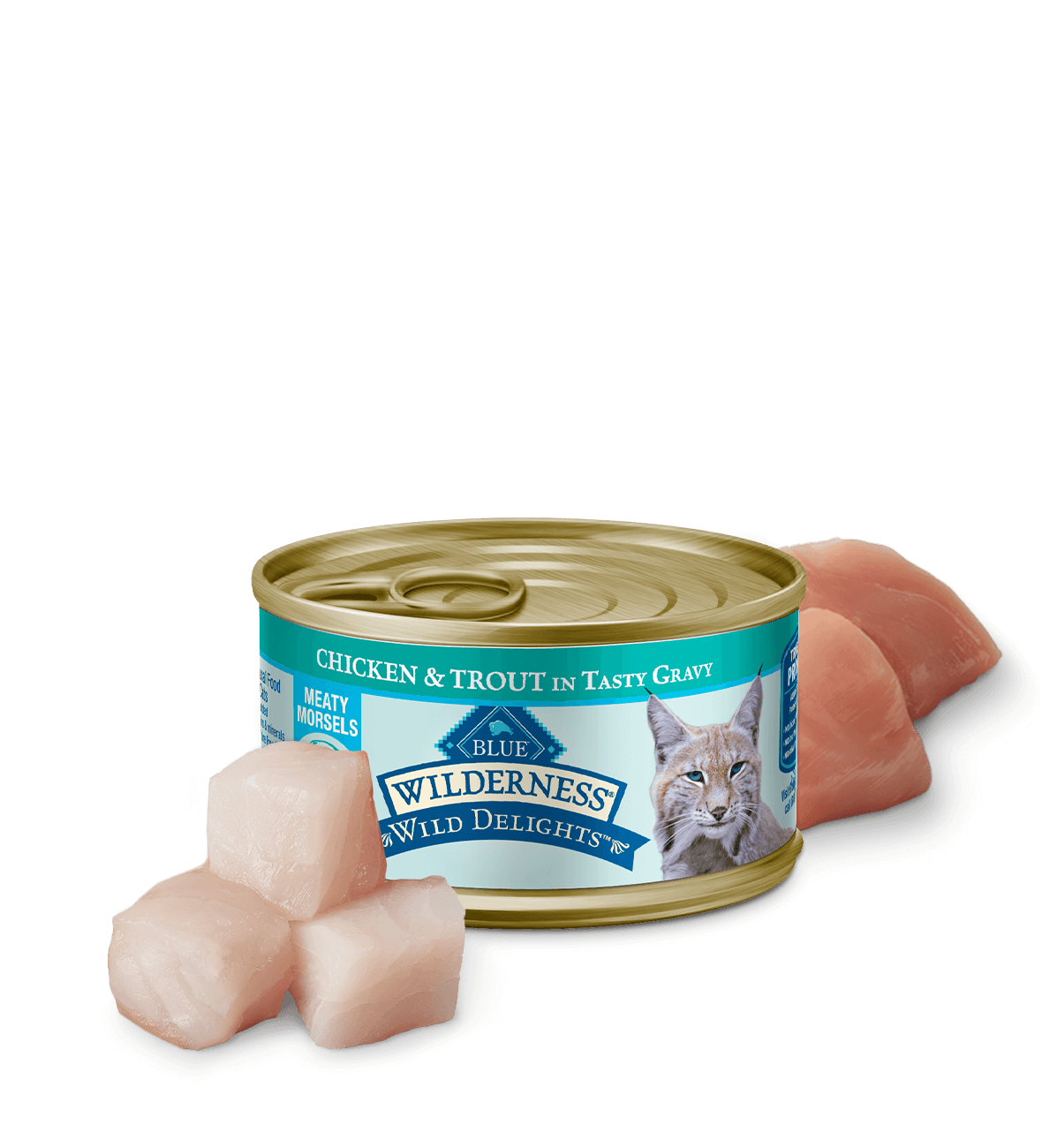 Blue Buffalo Wilderness Wild Delights Adult Chicken and Trout Entree Wet Cat Can (3oz) - Majestic Pet Kingdom