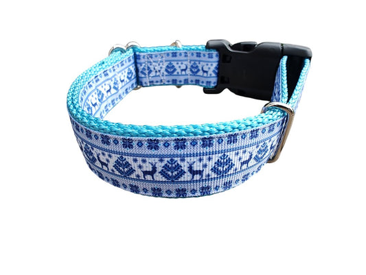 Dog Collar Winter Wonderland Snowflakes Cold Weather Print Nylon