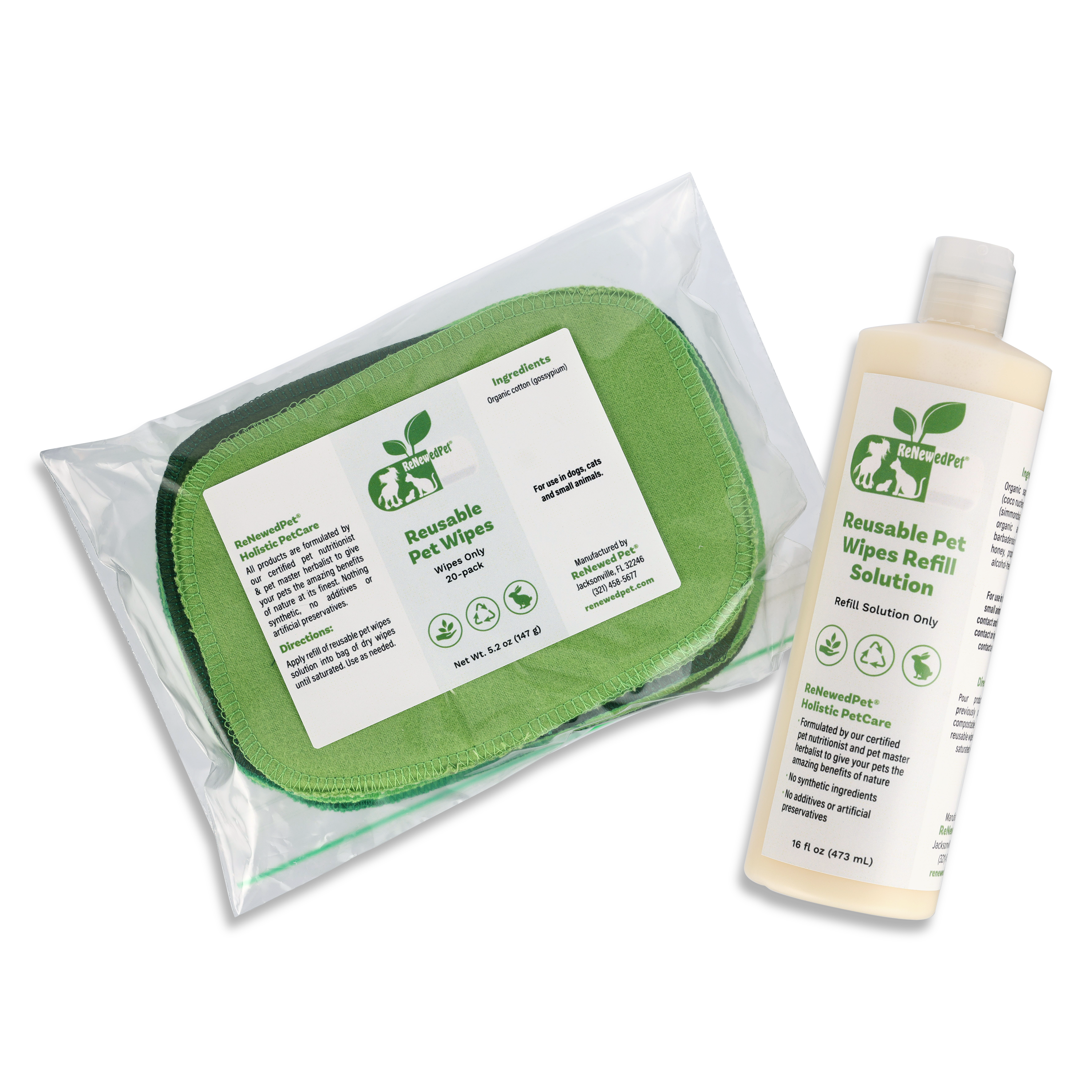 Reusable Washable Cotton Grooming Wipes for Dogs & Cats