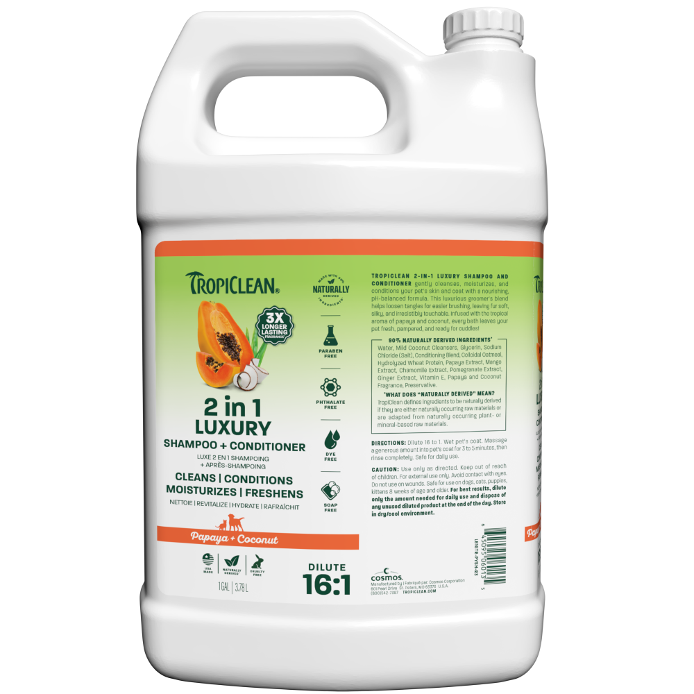 TropiClean 2-in-1 Dog Shampoo and Conditioner, Professional Dog Shampoo, Gallon - Majestic Pet Kingdom