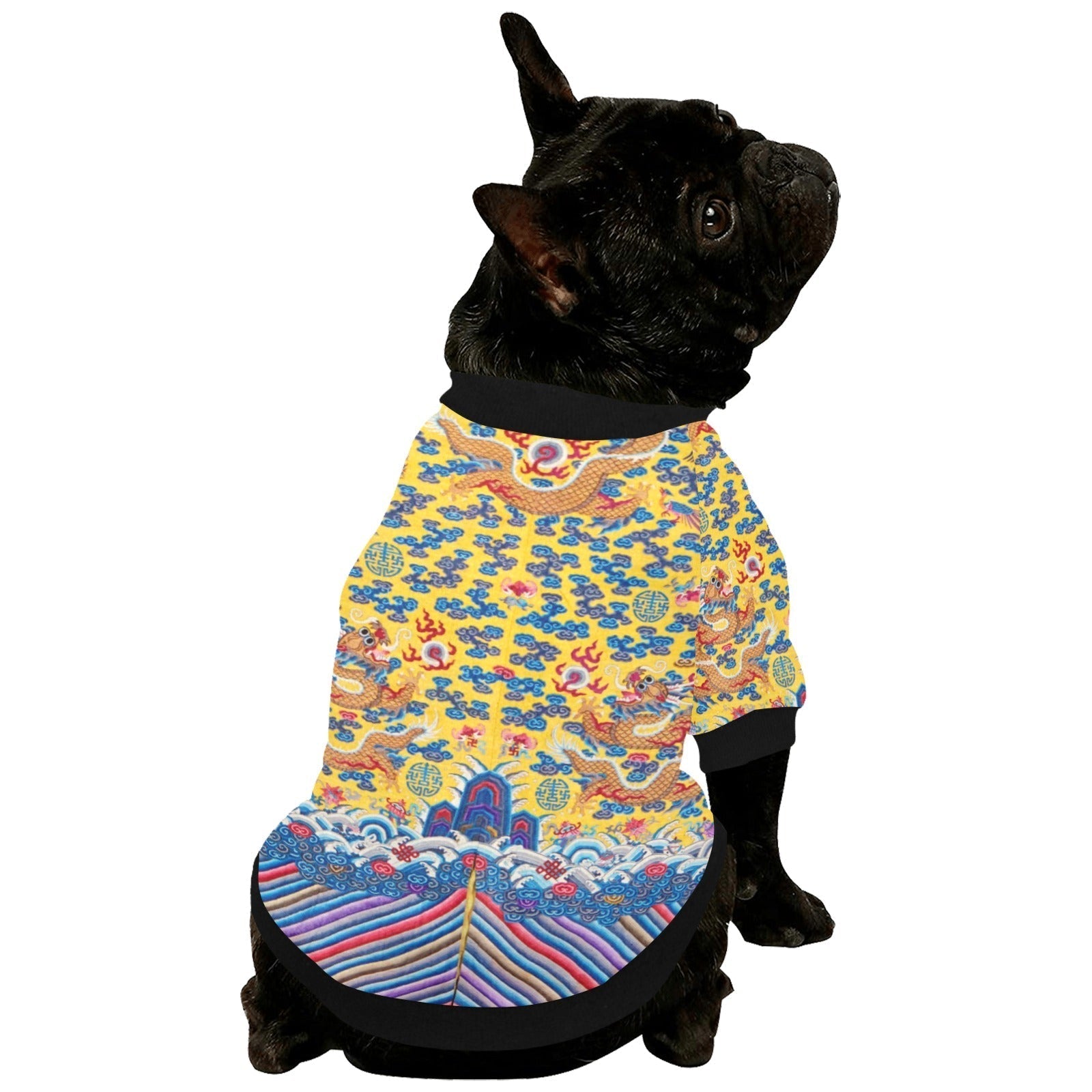 Yellow Qing Dynasty Dragon Round Neck Shirt - Premium Best - Majestic Pet Kingdom