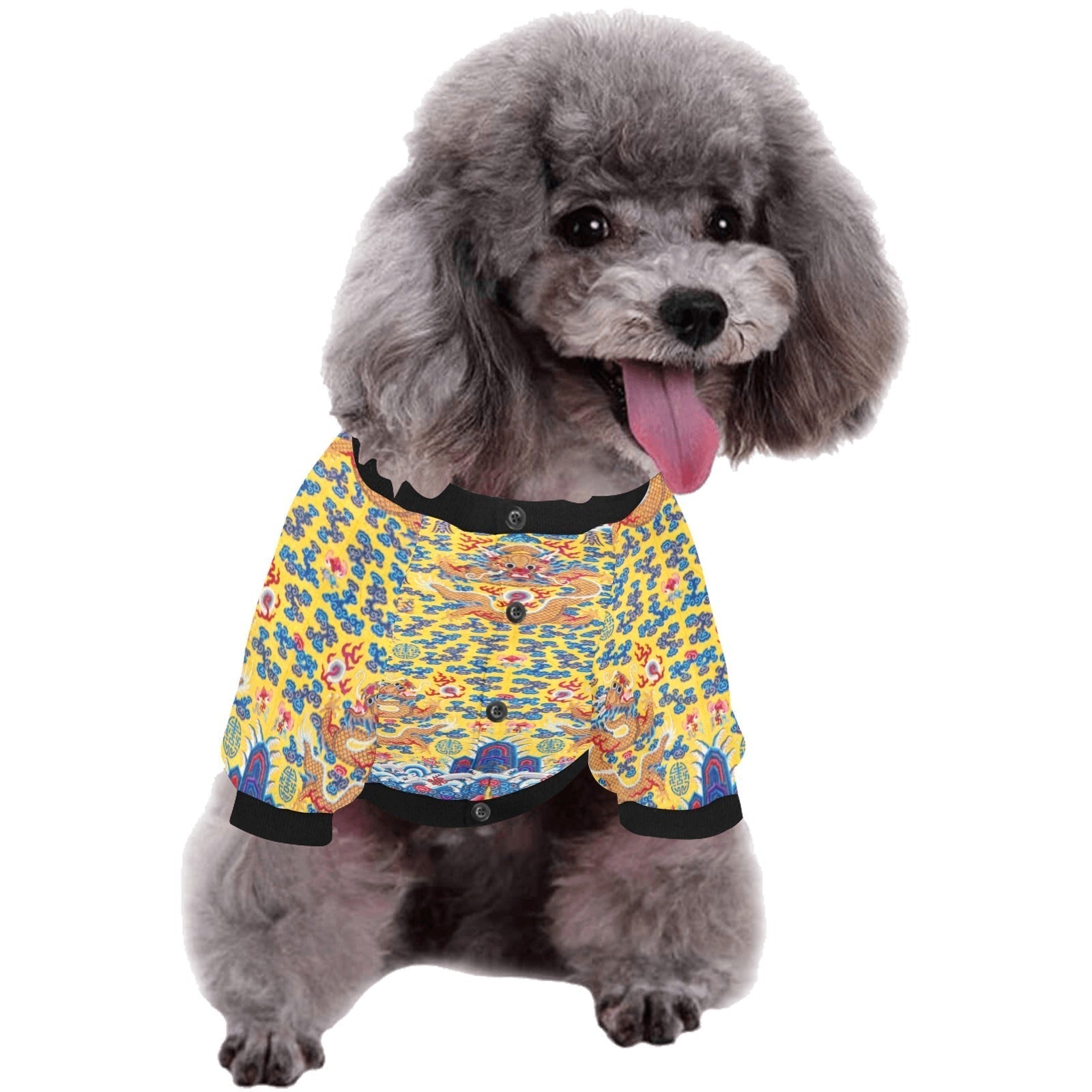 Yellow Qing Dynasty Dragon Round Neck Shirt - Premium Best - Majestic Pet Kingdom