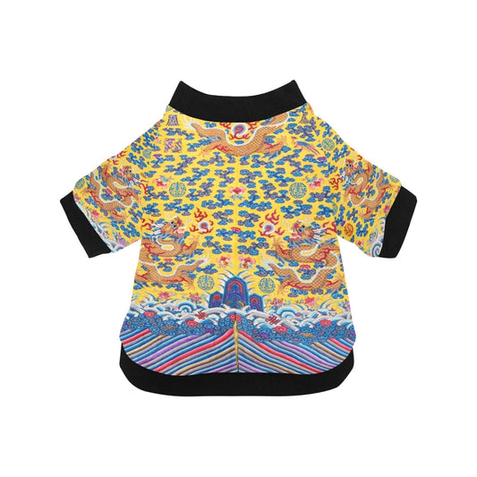 Yellow Qing Dynasty Dragon Round Neck Shirt - Premium Best - Majestic Pet Kingdom