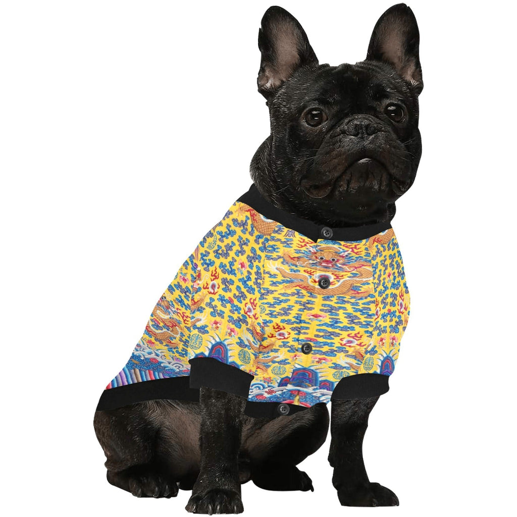 Yellow Qing Dynasty Dragon Round Neck Shirt - Premium Best - Majestic Pet Kingdom