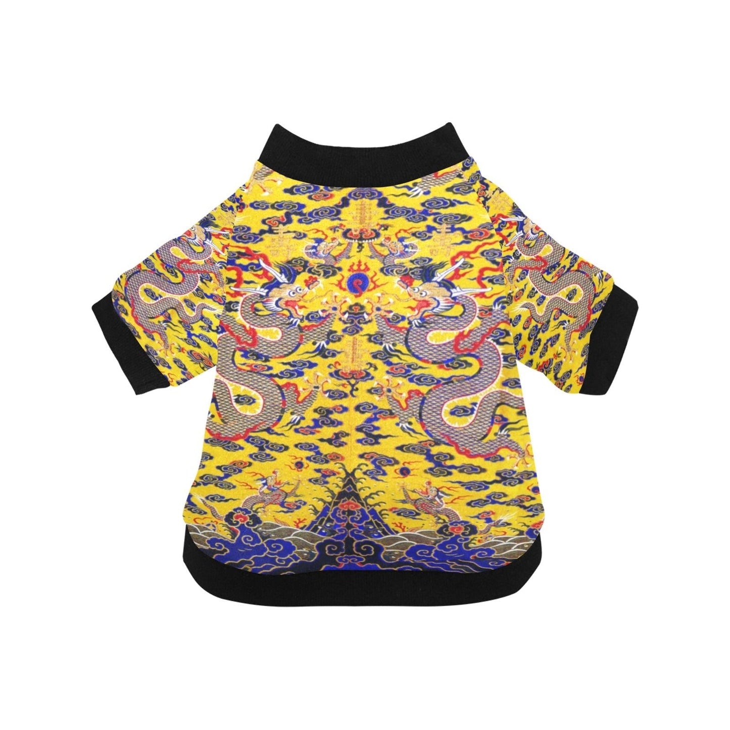 Dog T-Shirt Yellow Imperial Chinese Dragon Round Neck Shirt - Main Feature View | Majestic Pet Kingdom