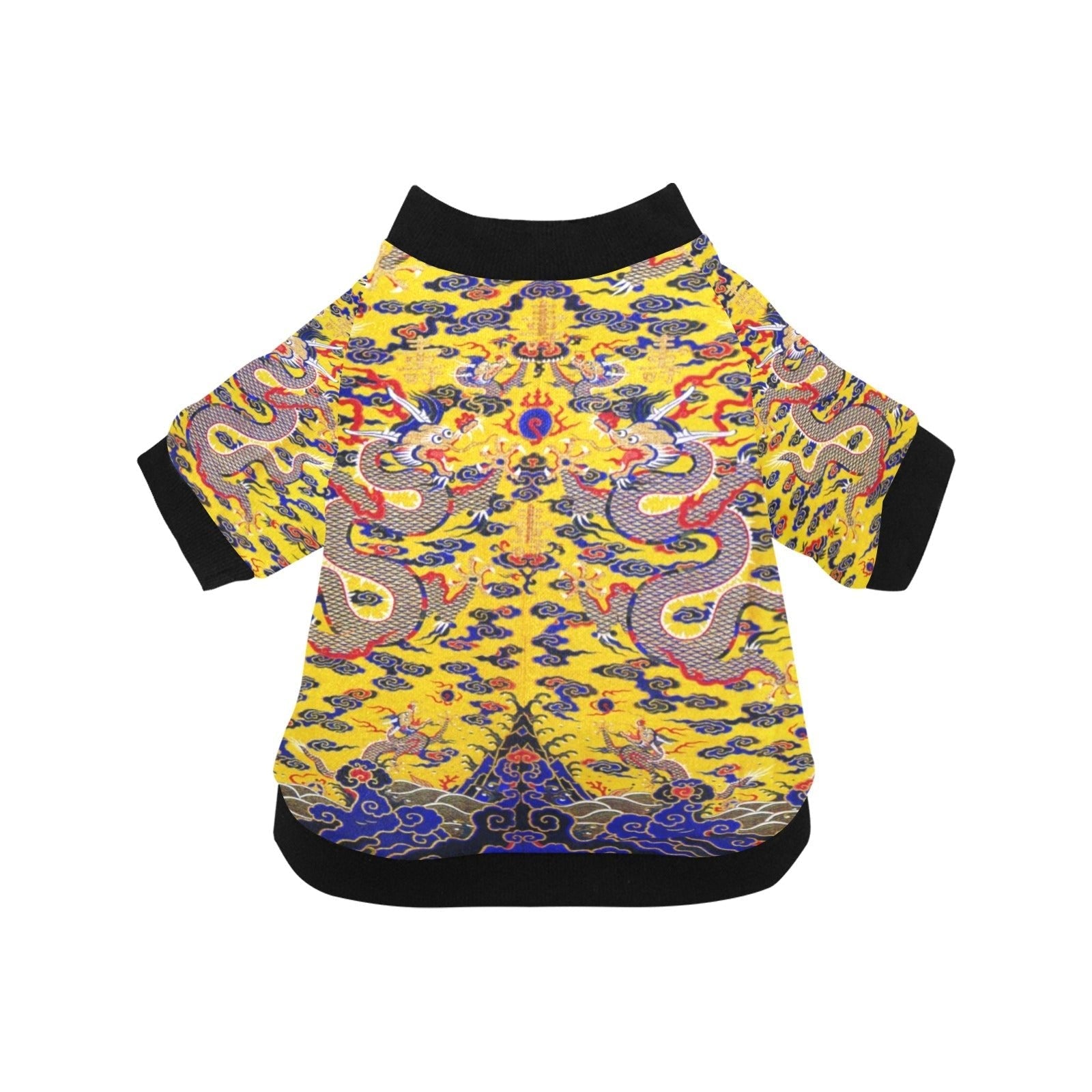 Dog T-Shirt Yellow Imperial Chinese Dragon Round Neck Shirt - Main Feature View | Majestic Pet Kingdom