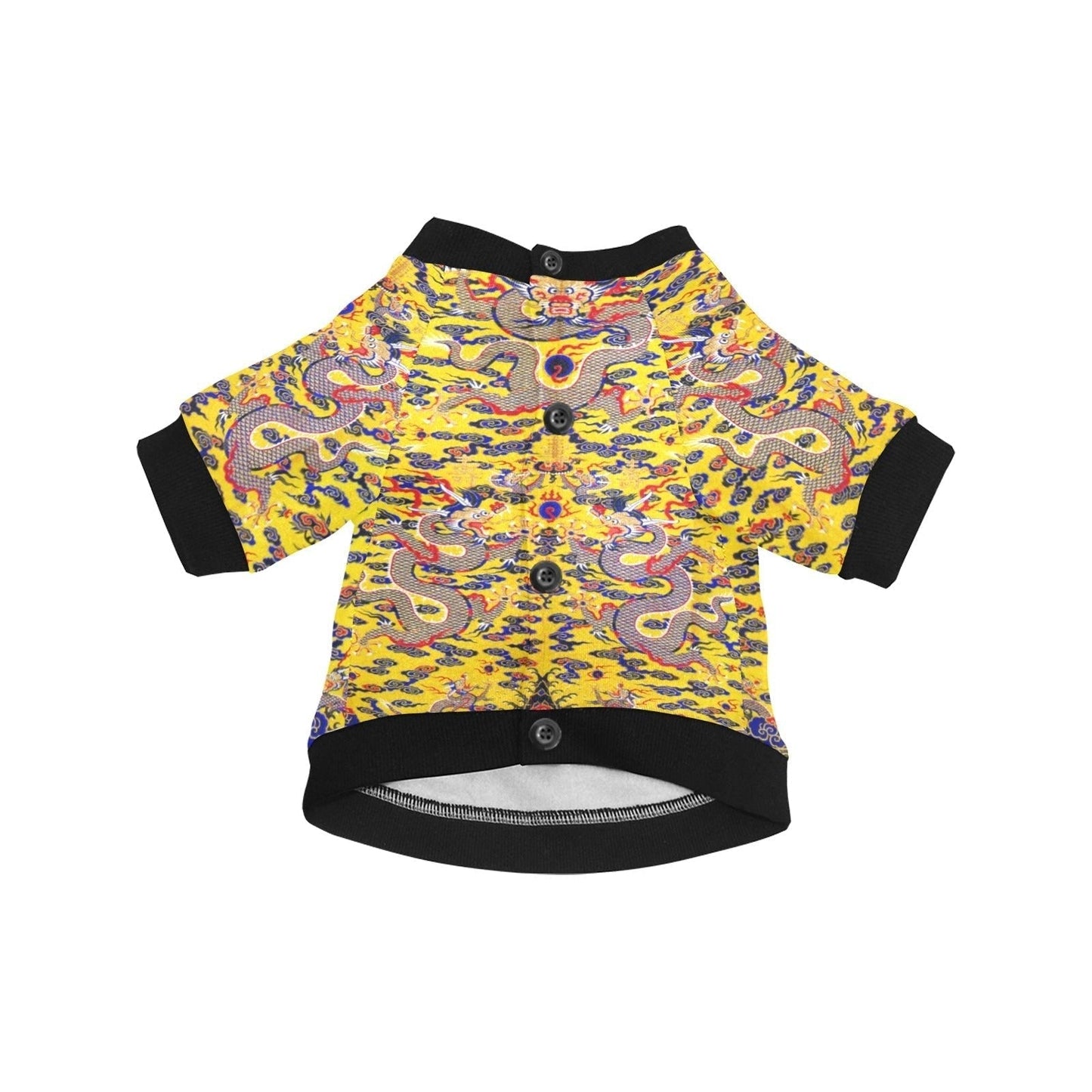 Dog T-Shirt Yellow Imperial Chinese Dragon Round Neck Shirt