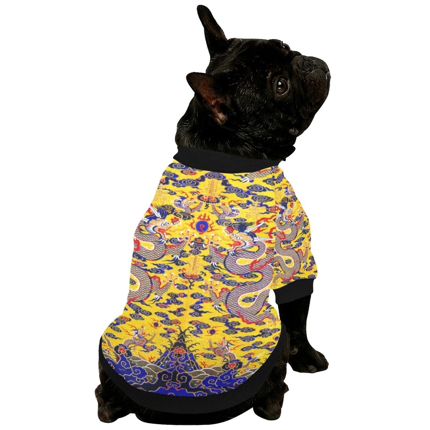 Dog T-Shirt Yellow Imperial Chinese Dragon Round Neck Shirt