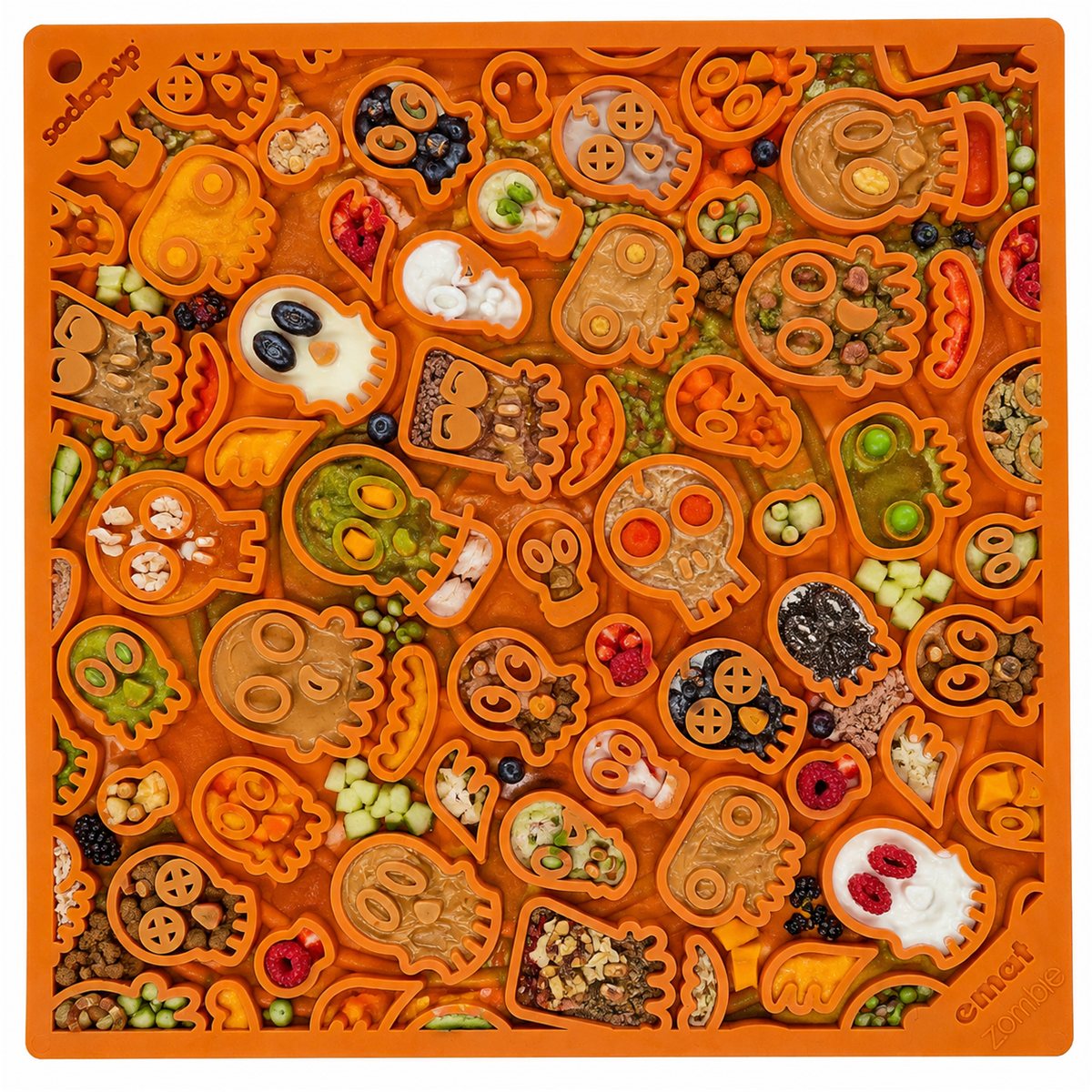 Dog Lick Mat Zombie Skull Halloween Silicone Enrichment Pad